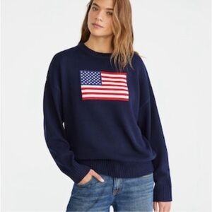 Aeropostale Navy Blue American Flag Sweater XS EUC